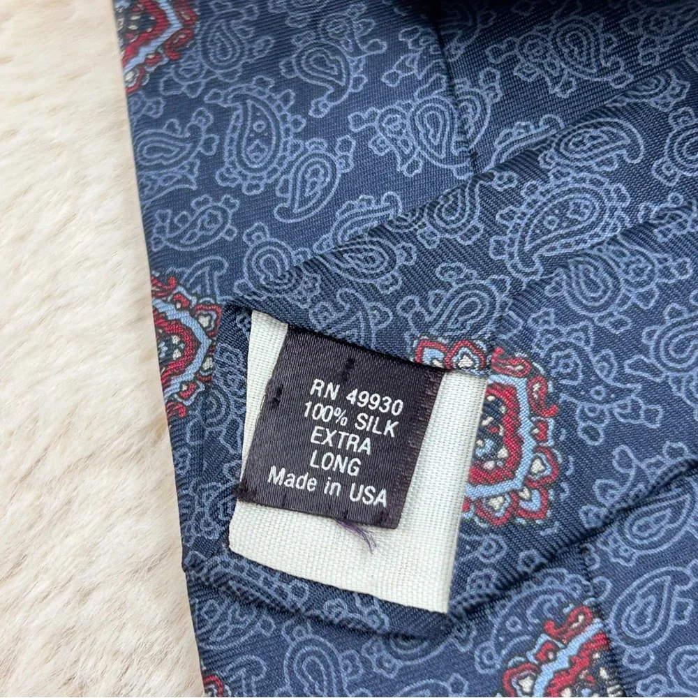 Classic Blue‎ and Red Silk Tie with Medallion Pattern